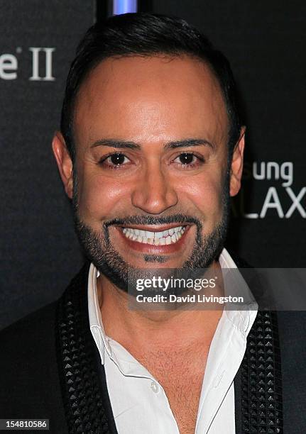 Designer Nick Verreos attends Samsung Mobile's celebration of the launch of the Samsung Galaxy Note II at a private residence on October 25, 2012 in...