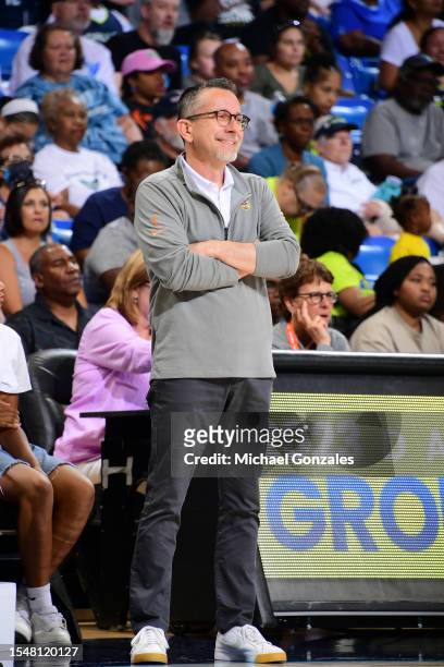Head Coach Curt Miller of the Los Angeles Sparks looks on during the game against the Dallas Wings on July 22, 2023 at the College Park Center in...