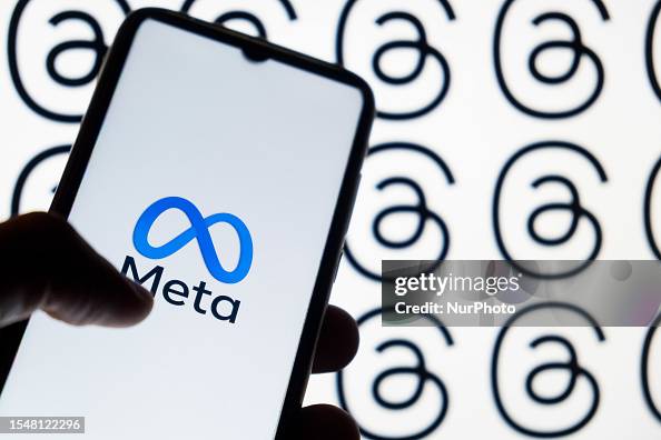 In this photo illustration a Meta logo is displayed on a smartphone ...