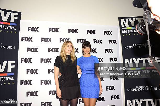 Writer Elizabeth Meriwether and actress Hannah Simone attend a Salute To FOX Comedy on October 26, 2012 in New York City.