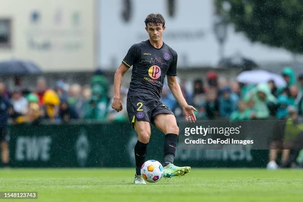 Rasmus Nicolaisen of FC Toulouse controls the ball during the Pre-Season Friendly match between SV Werder Bremen and Toulouse at Parkstadion Zell Am...