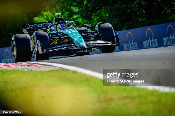 Aston Martin Aramco Cognizant F1 Team's Spanish driver Fernando Alonso competes during the qualifying session of the Hungarian F1 Grand Prix at the...