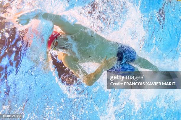 Britain's Luke Thomas Turley competes in a heat of the men's 400m freestyle swimming event during the World Aquatics Championships in Fukuoka on July...