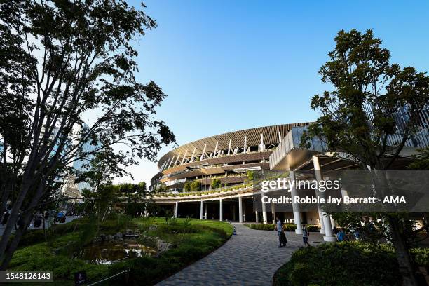 General external view of Japan National Stadium ahead of the preseason friendly match between Manchester City and Yokohama F.Marinos at National...