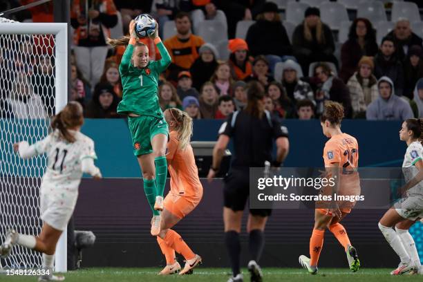 Daphne van Domselaar of Holland Women during the World Cup Women match between Holland Women v Portugal Women at the Dunedin Stadium on July 23, 2023...