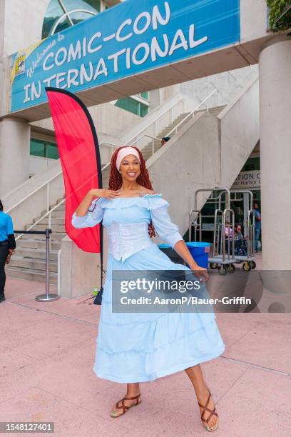 The fashion, costumes, and cosplay of attendees at Comic-Con 2023 on July 22, 2023 in San Diego, California.