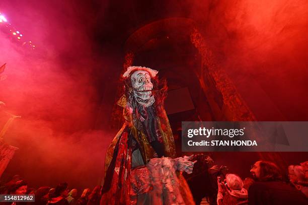 Creature walks during "The Grand Procession of the Ghouls" at the Halloween Extravaganza and Procession of the Ghouls October 26, 2012 at the...