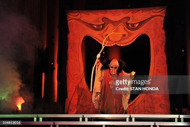 Creature emerges from the stage during "The Grand Procession of the Ghouls" at the Halloween Extravaganza and Procession of the Ghouls October 26,...