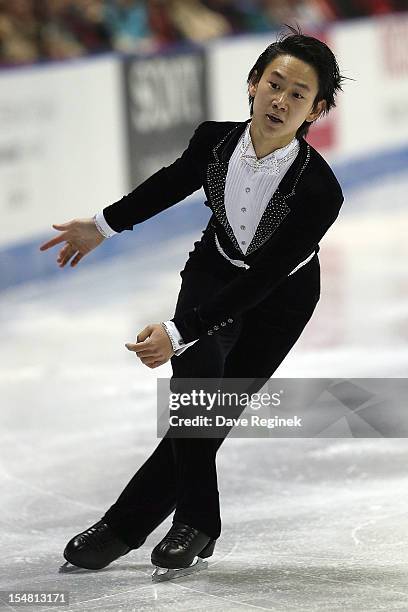 Denis Ten of Kazakhstan skates in the Mens Short Program during the 2012 Skate Canada International, ISU Grand Prix of Figure Skating at WFCU Centre...