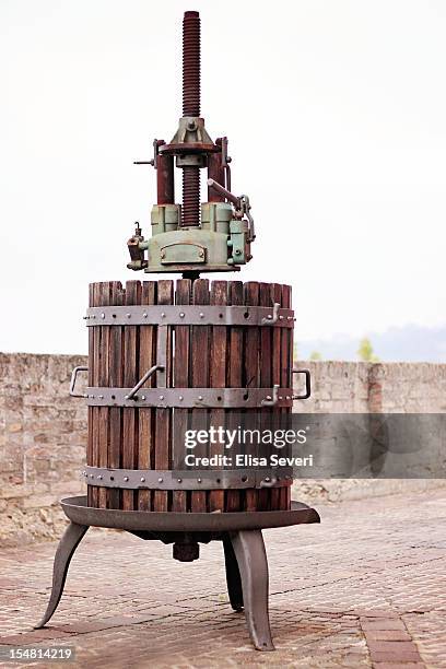 ancient wine press - wooden wine press stock pictures, royalty-free photos & images