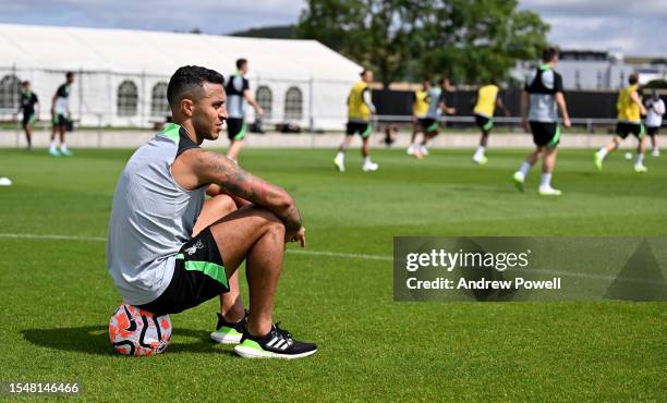 Thiago Alcantara of Liverpool during a training session on July 16, 2023 in UNSPECIFIED, Germany.