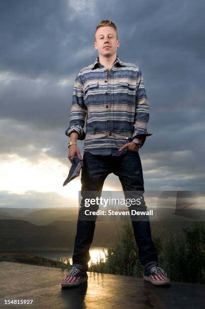 American musician Macklemore poses for a portrait backstage at the Sasquatch Music Festival in George, Washington, United States, 25th May 2012.