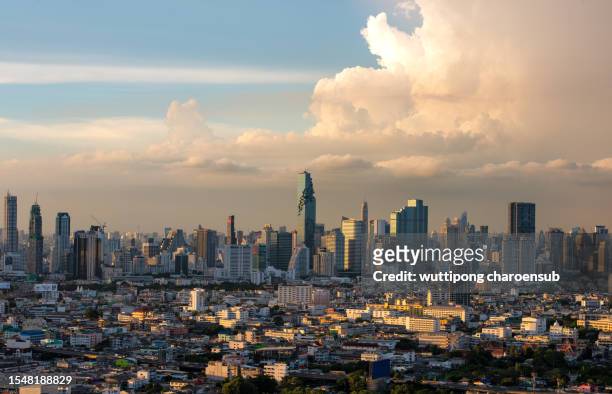 top view bangkok city  landmark the top of the view art of culture at landmark in thailand  in the evening view - thai stock pictures, royalty-free photos & images