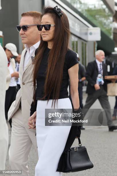 Vera Wang attends day fourteen of the Wimbledon Tennis Championships at All England Lawn Tennis and Croquet Club on July 16, 2023 in London, England.