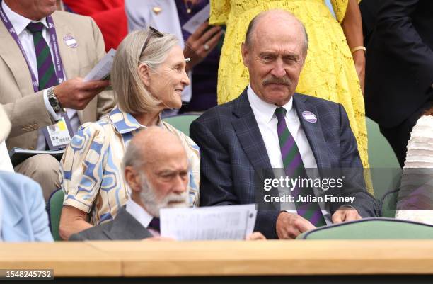 Former tennis player, Stan Smith and Margie Smith are seen in the Royal Box ahead of the Men's Singles Final between Novak Djokovic of Serbia and...