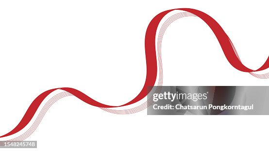 Red Rib Linear Pattern Abstract Red Waveform Ribbon And Line On White Background High-Res ...