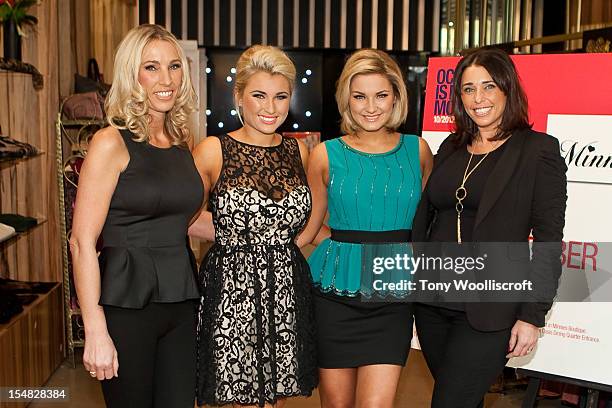 Mum Sue Faiers, Billie Faiers and Sam Faiers and Aunty Libby attend the photocall to launch their pop up store for Minnies Boutique at the Meadowhall...