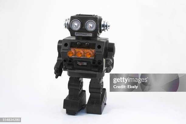 plastic toy space robot with light  from 1960's. - plastic toy stock pictures, royalty-free photos & images