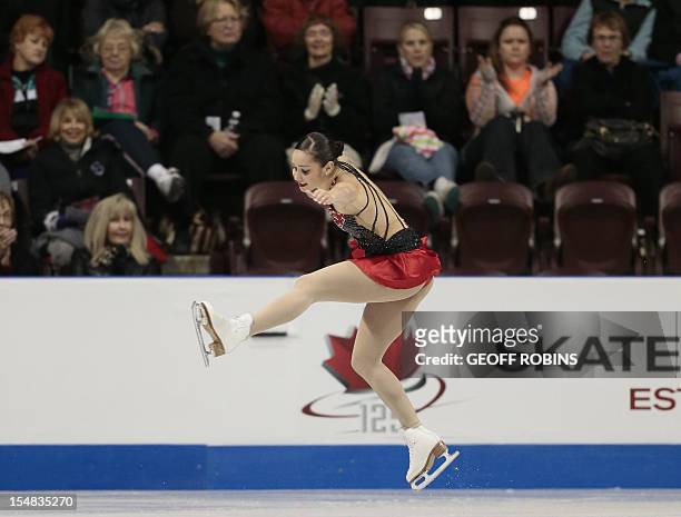 Kaetlyn Osmond of Canada skates her free program in the ladies competition at the 2012 Skate Canada International ISU Grand Prix event in Windsor on...
