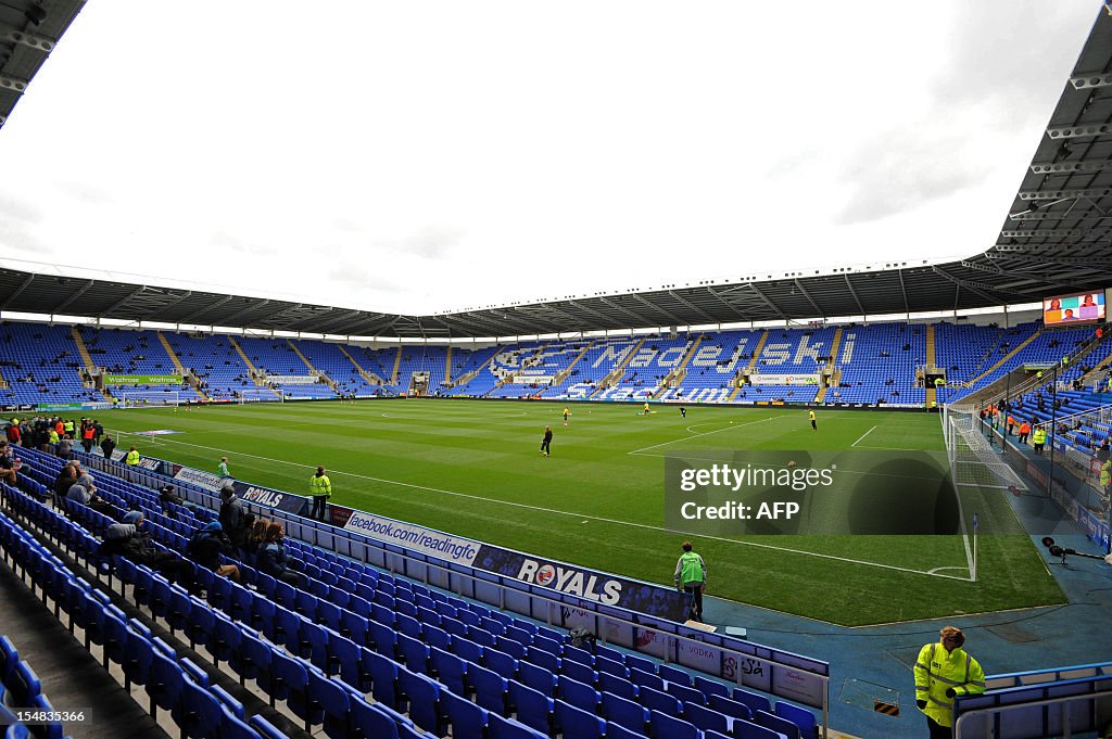 Reading Stadium Layout View of the pitch and stands inside The Madejski Stadium before the ...