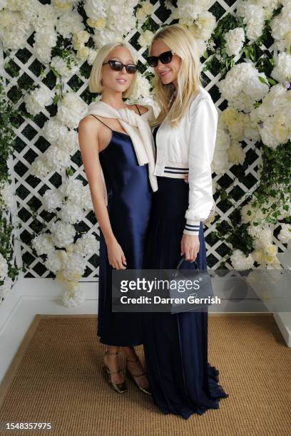 Maria-Olympia of Greece and Denmark and Poppy Delevingne wearing Ralph Lauren, attends the Ralph Lauren Suite during The Championships, Wimbledon at...