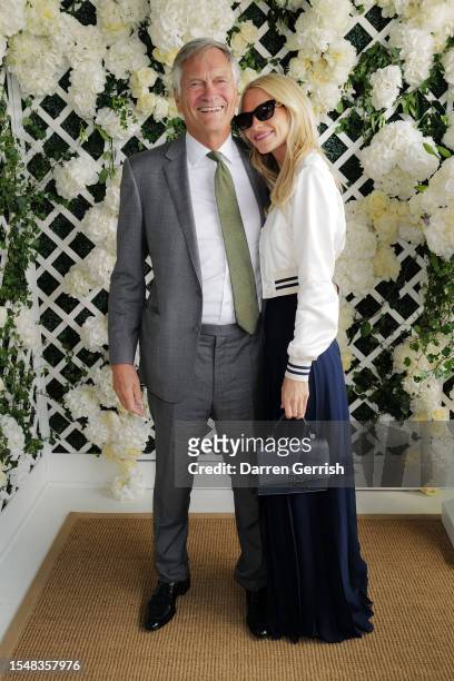 Charles Delevingne and Poppy Delevingne wearing Ralph Lauren, attends the Ralph Lauren Suite during The Championships, Wimbledon at All England Lawn...