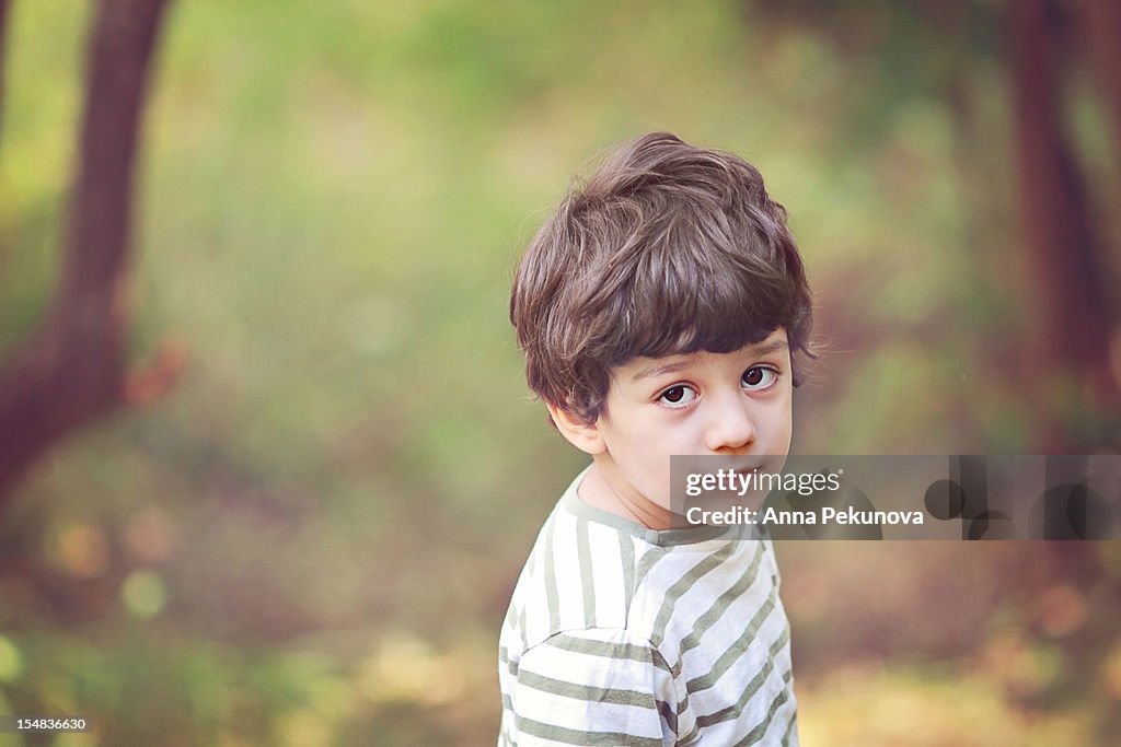 Semiprofile Of Boy Looking At Camera High-Res Stock Photo - Getty Images