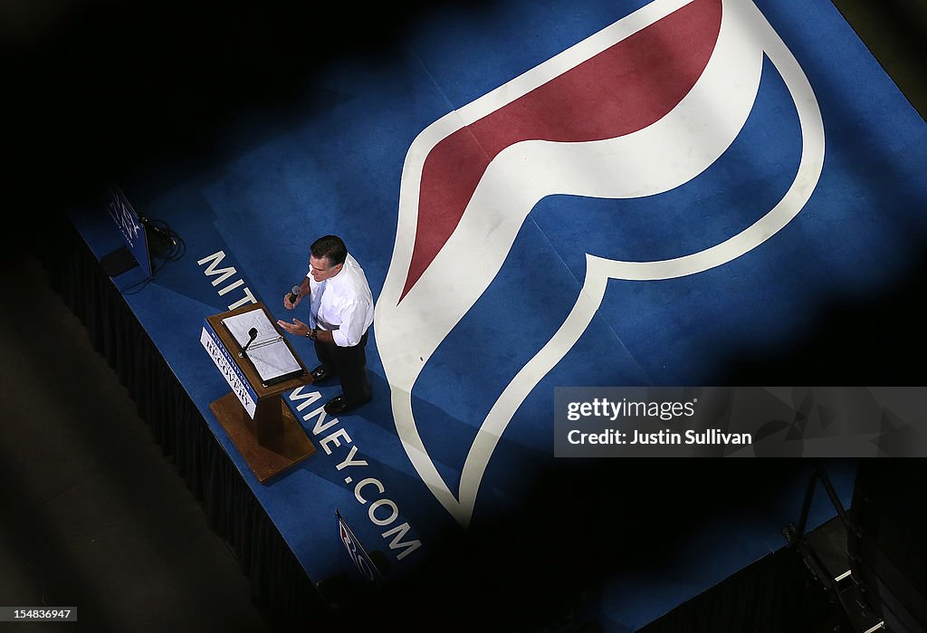 Candidate Mitt Romney Campaigns In Crucial Swing States