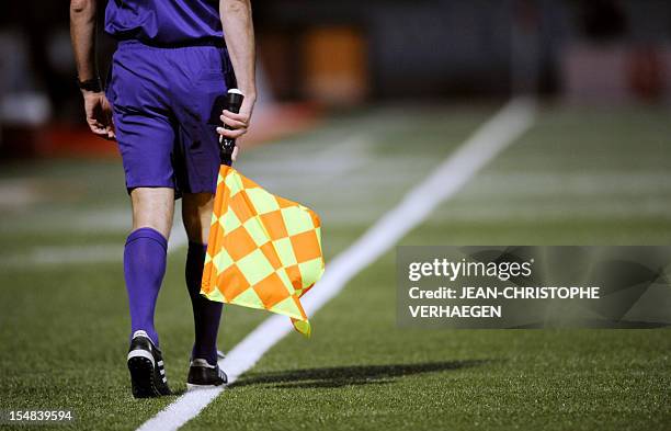 Line referee is pictured during their French L1 football match Nancy vs Paris Saint-Germain at Marcel Picot Stadium, on October 27, 2012 in...