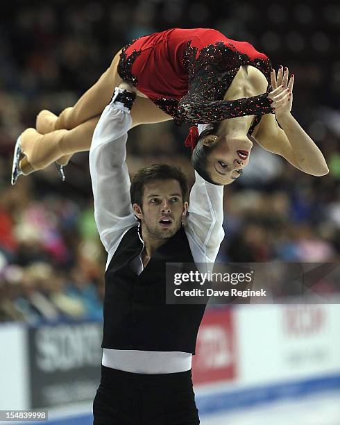 Stefania Berton and Ondrej Hotarek from Italy skate in the pairs competition on day two of the 2012 Skate Canada International, ISU Grand Prix of...