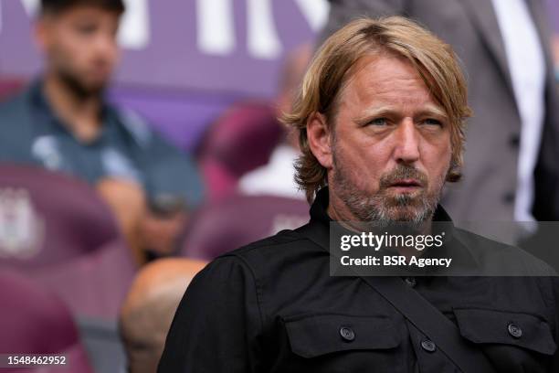 Technical director Sven Mislintat of Ajax looks on during the Pre-season friendly match between RSC Anderlecht and Ajax at Lotto Park on July 22,...