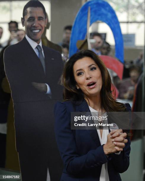 Eva Longoria participates In Early Vote Canvass Kickoff on October 27, 2012 in West Palm Beach, Florida.