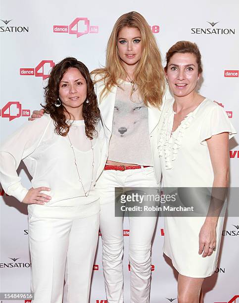 Executive Director of dance4life USA Michele Giordano, Model Doutzen Kroes and Communications Manager at dance4life Pom Zwart attend dance4life...