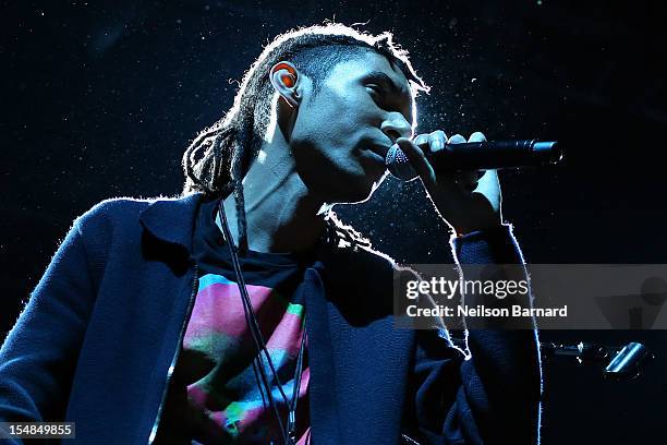 Grace Jones' son, Paulo Goude performs on stage as part of her "Hurricane" tour at Roseland Ballroom on October 27, 2012 in New York City.