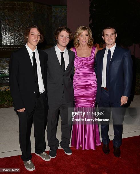 Chris Evert and her sons arrive at 23rd Annual Chris Evert/Raymond James Pro-Celebrity Tennis Classic Gala at Boca Raton Resort on October 27, 2012...