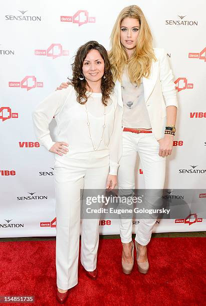 Michele Giordano and Doutzen Kroes attend the dance4life USA Cocktail Party Supported By Sensation at Milk Studios on October 27, 2012 in New York...