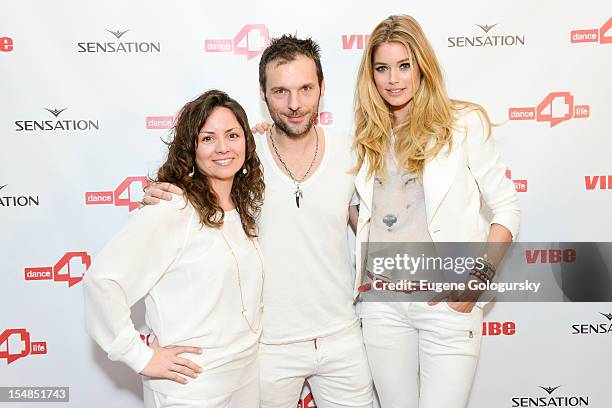 Michele Giordano, Sensation CEO Duncan Stutterheim and Model Doutzen Kroes attend the dance4life USA Cocktail Party Supported By Sensation at Milk...