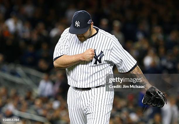 Joba Chamberlain of the New York Yankees in action against the Baltimore Orioles during Game Four of the American League Division Series at Yankee...