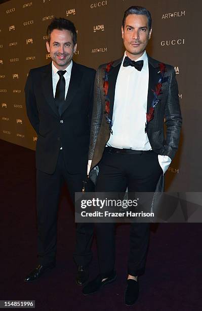 Stylist Cameron Silver and Jeff Snyder arrive at LACMA 2012 Art + Film Gala Honoring Ed Ruscha and Stanley Kubrick presented by Gucci at LACMA on...