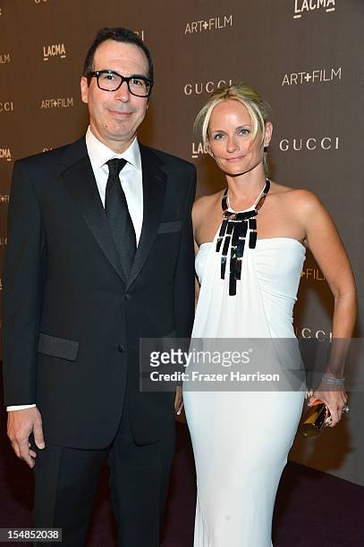 OneWest Bank CEO Steven Mnuchin and Heather Mnuchin arrive at LACMA 2012 Art + Film Gala Honoring Ed Ruscha and Stanley Kubrick presented by Gucci at...