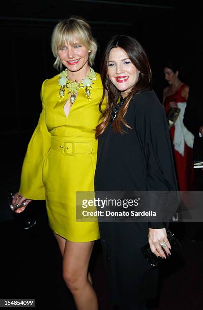 Actresses Cameron Diaz and Drew Barrymore attends LACMA 2012 Art + Film Gala Honoring Ed Ruscha and Stanley Kubrick presented by Gucci at LACMA on...