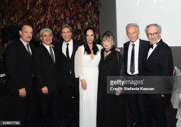 Actor Tom Hanks, LACMA trustee Terry Semel, LACMA CEO and Wallis Annenberg Director Michael Govan, LACMA Art + Film Gala Co-Chair Eva Chow,...