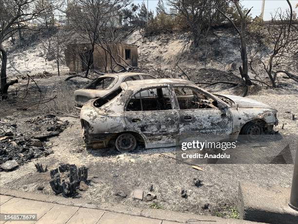 View of damage after wildfires in Kiotari village on Rhodes island, Greece on July 23, 2023. Some 19,000 people have been evacuated from the Greek...