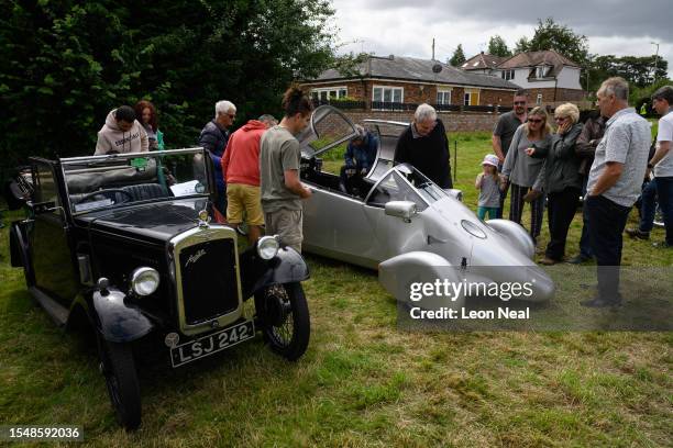 Austin Seven and custom-built unique "MBS" are seen during the annual classic car and motorcycle show on July 16, 2023 in Dudswell, near Berkhamsted,...