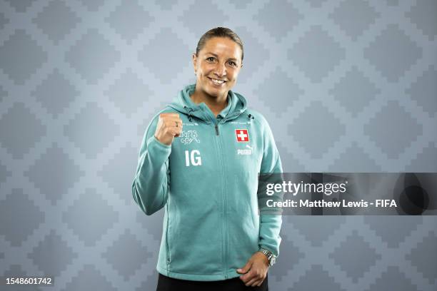 Inka Grings, Head Coach of Switzerland, poses during the official FIFA Women's World Cup Australia & New Zealand 2023 portrait session on July 16,...