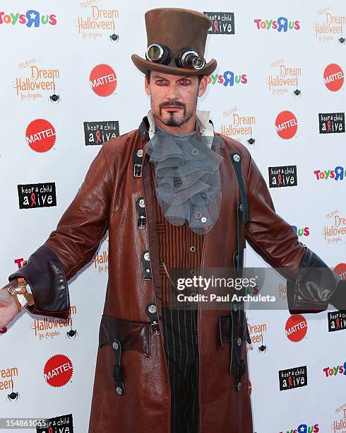 Actor Mark Deklin attends the Keep A Child Alive 2012 Dream Halloween Los Angeles charity event at Barker Hangar on October 27, 2012 in Santa Monica,...
