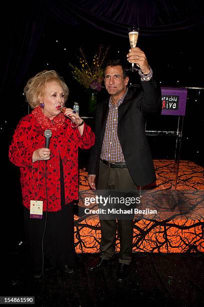 Doris Roberts and founder of CAAF Joe Cristina attend Keep A Child Alive Presents 2012 Dream Halloween Los Angeles - Inside at Barker Hangar on...