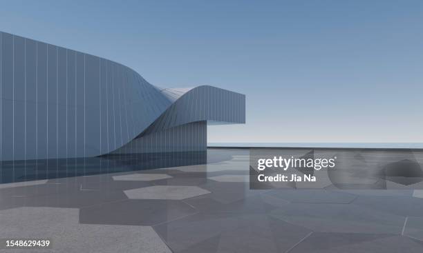 empty square front of modern architecture - futuristic architecture outdoor stock pictures, royalty-free photos & images