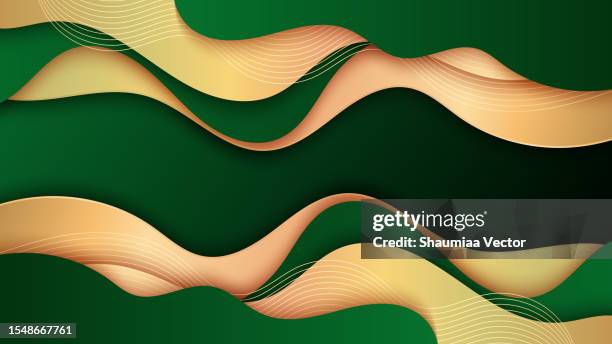 abstract dark green luxury background with golden layered , paper cut style 3d - islamic texture stock illustrations