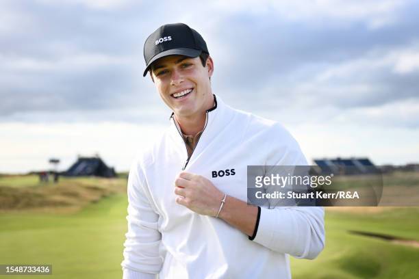 Influencer, Blake Gray poses for a photo during The Open Invitational prior to The 151st Open at Royal Liverpool Golf Club on July 16, 2023 in...
